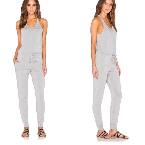 Spiritual Gangster Pants - Spiritual Gangster Racerback Jumpsuit in Heather Grey‎